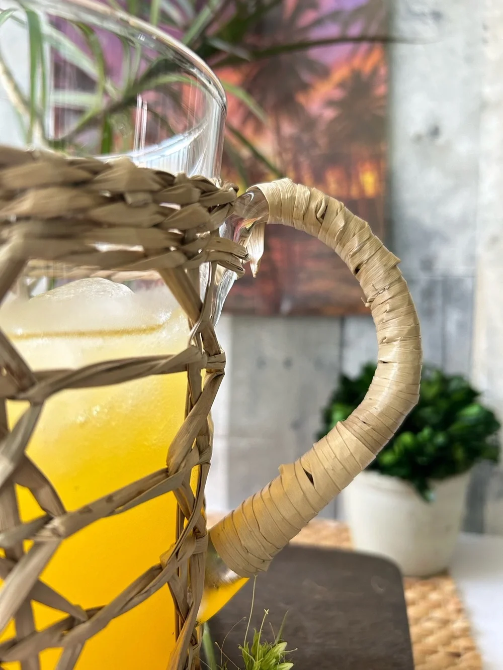 🌴 Tropical Woven Rattan Beverage Glass Pitcher 43.95oz | Threshold | Target